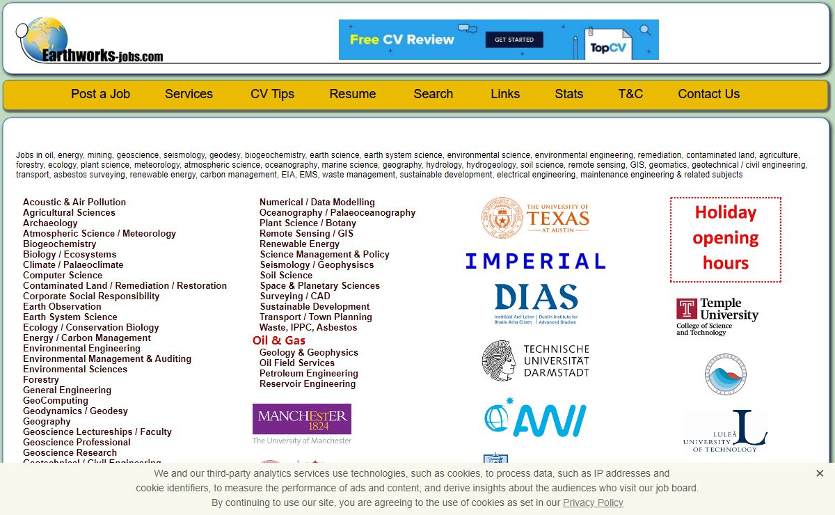 Earthworks-jobs.com - Jobs in Oil, Energy, Gas, Geoscience, Geosciences, Geology, Mining, Geography, Environmental Science, Environmental Sciences, Remote Sensing, GIS, Earth Sciences, Climate, Atmospheric Sciences, Meteorology, Hydrology, Hydrogeology, Water, Gas, Ecology, Conservation, Conservation Biology, Plant Science, Oceanography, Marine Sciences, Earth Sciences, Geophysics, Geotechnical Engineering, Civil Engineering, computing, Aquaculture, Space Sciences, Astronomy, Planetary Sciences, Forestry, Agriculture, Botany, Refinery, Remediation, Contaminated Land, Reservoir Engineering, Petroleum Engineering, Petrophysics, Seismic, Well, Drilling, Sustainable Development, management, recruitment, careers with Earthworks UK, London, Europe, USA, Canada, Australia, New Zealand, NZ, Scandinavia, Africa, South America, vacancies, vacancy advertising.