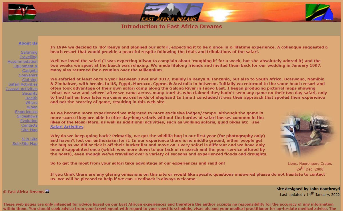 East Africa Dreams - introduction to an independent guide on safaris based on numerous trips since 1994