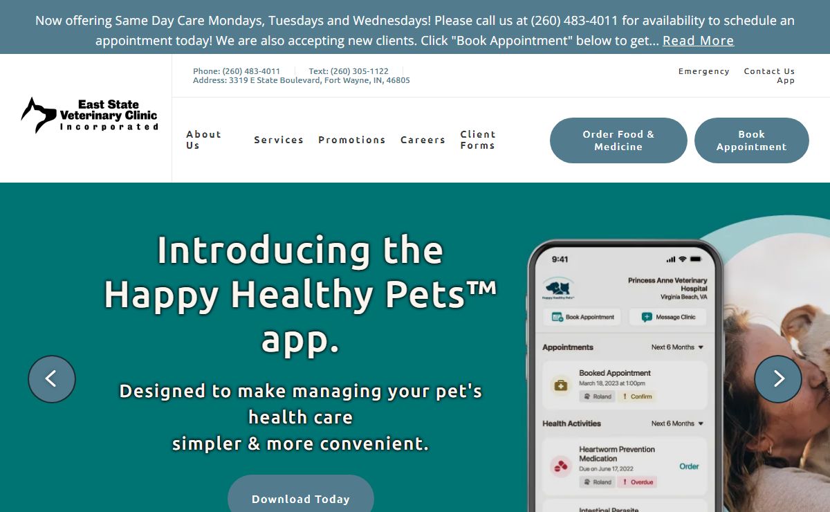 Animal Hospital in Fort Wayne, IN | East State Veterinary Clinic