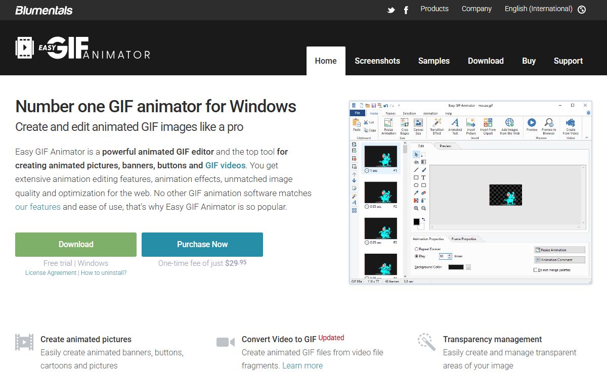Easy GIF Animator - animated GIF image editor for Windows.