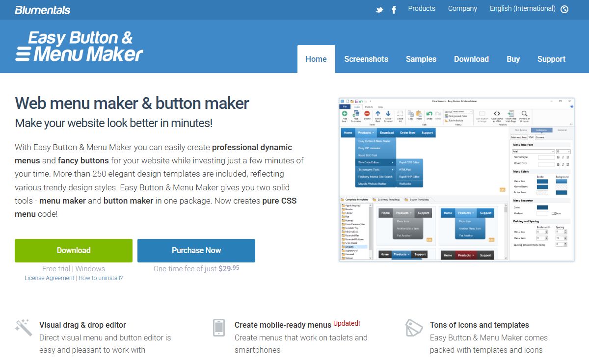 Easy Button & Menu Maker - create Web buttons and menus