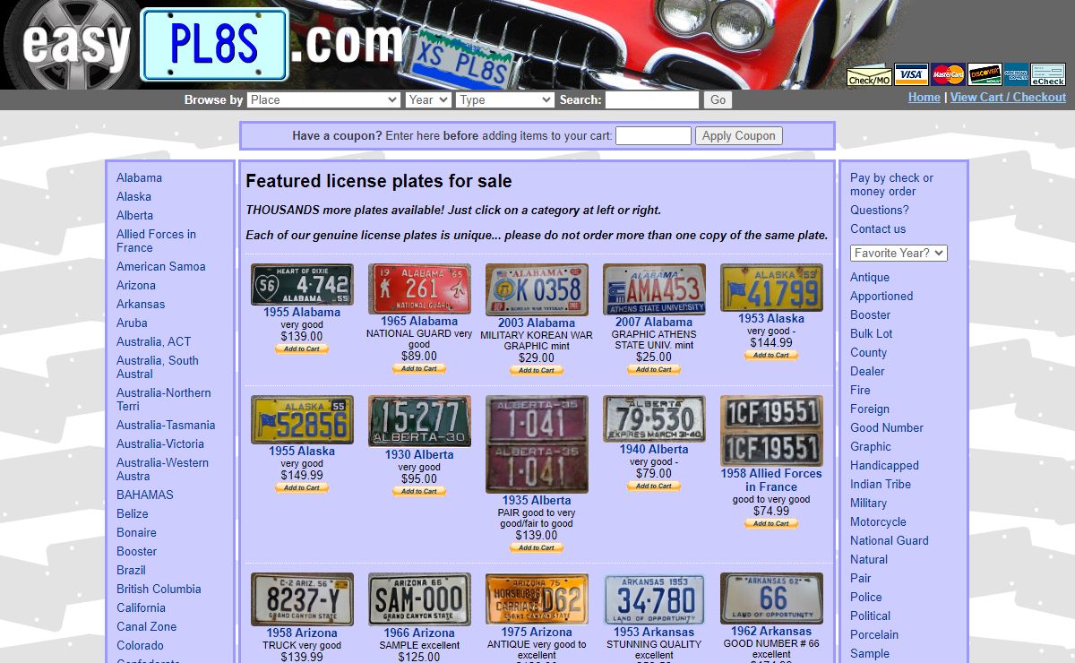 License plates for sale | easyPL8S.com