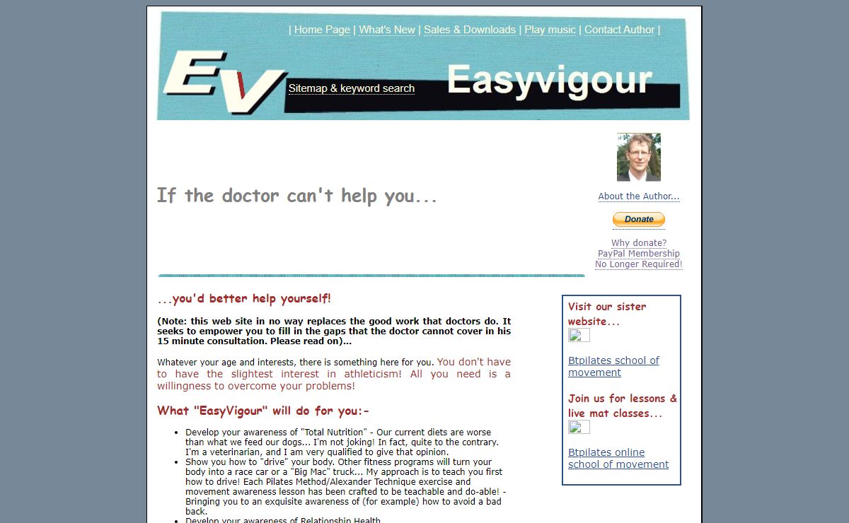EasyVigour Home Page for "Self-Health" Management