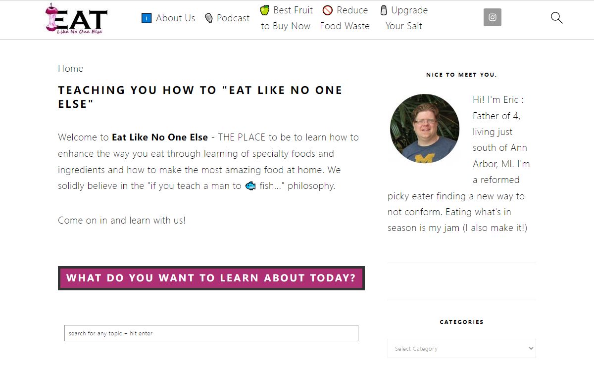 Teaching You How to "Eat Like No One Else" - Eat Like No One Else