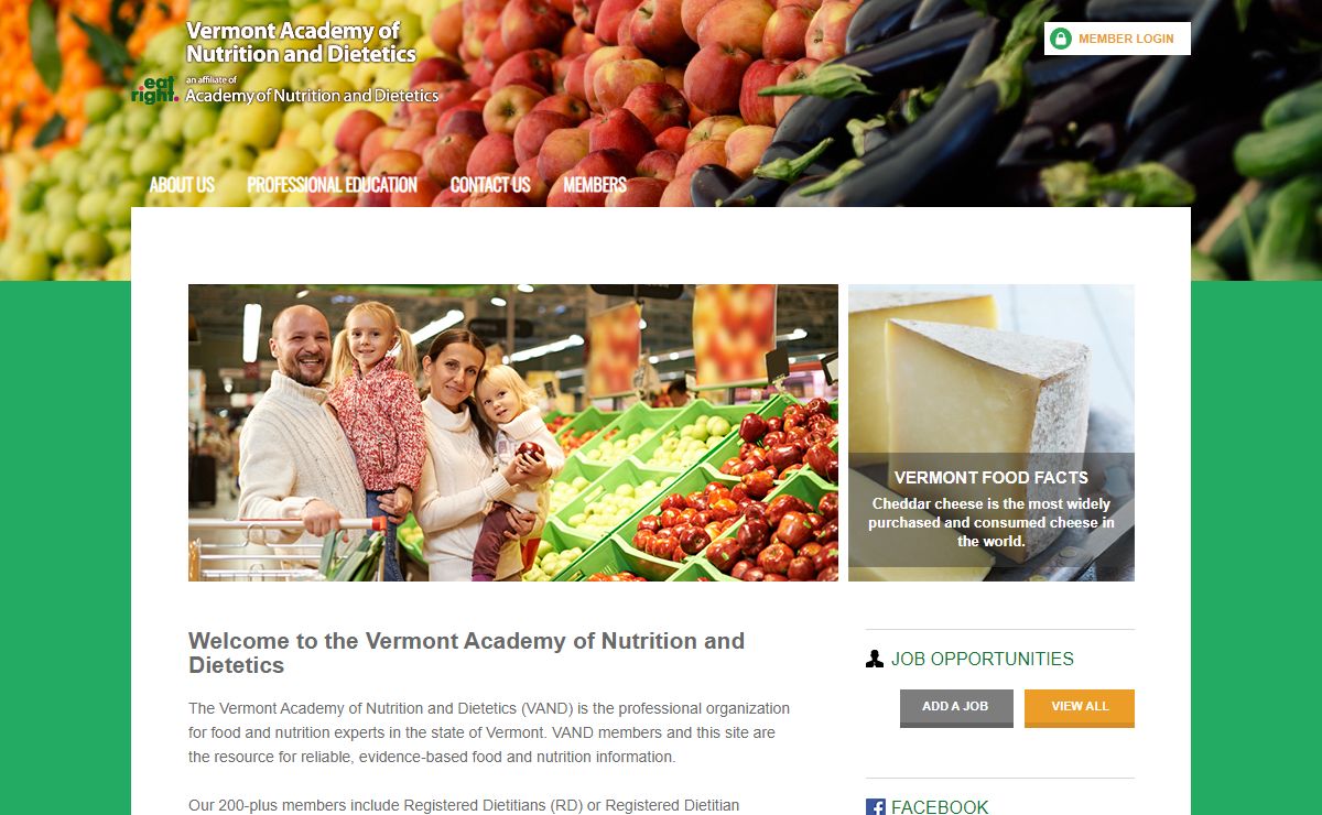 Vermont Academy of Nutrition and Dietetics - Welcome to the Vermont Academy of Nutrition and Dietetics