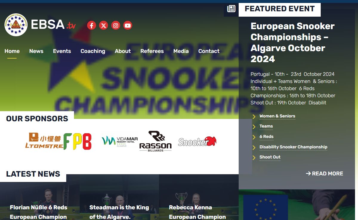 Welcome to EBSA.TV - European Billiards & Snooker Association