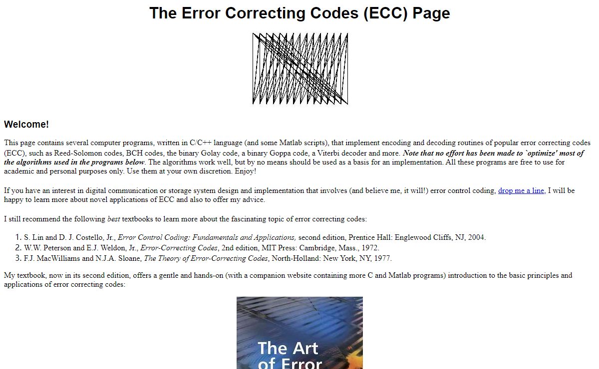 The Error Correcting Codes (ECC) Page