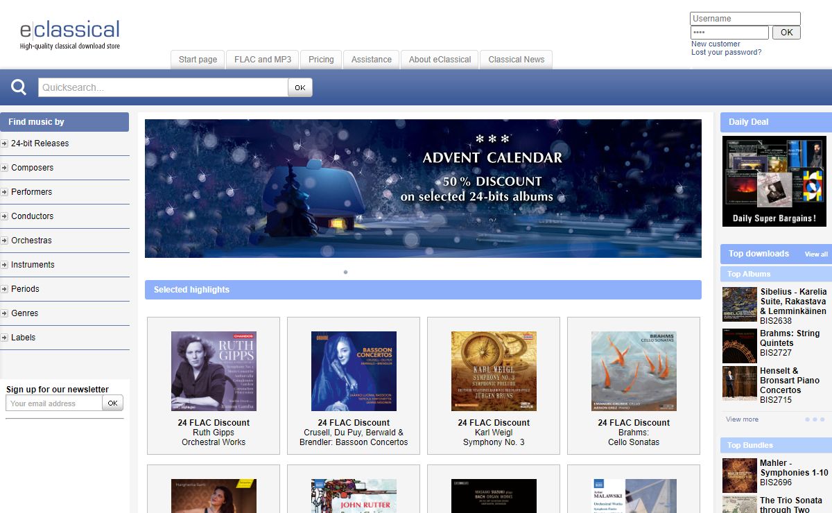 eClassical.com High Resolution FLAC & MP3 Classical Music Download Store