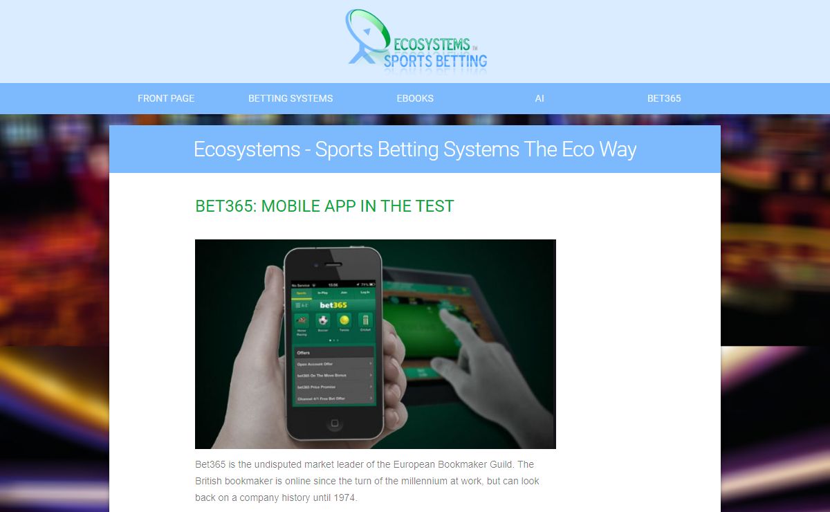 Welcome to Ecosystems - Sports Betting Systems The Eco Way