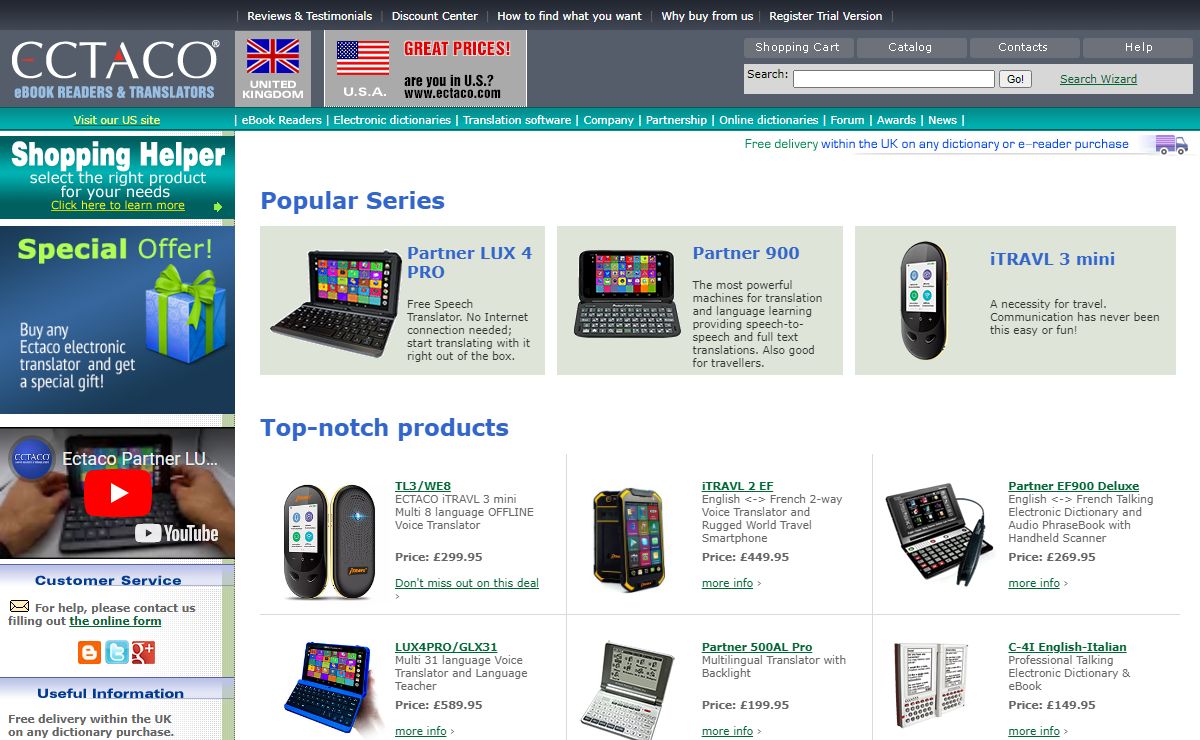 Electronic Dictionary, Electronic Translator, Ebook Reader, Software for Translation for 45 languages - ECTACO UK - ECTACO UK