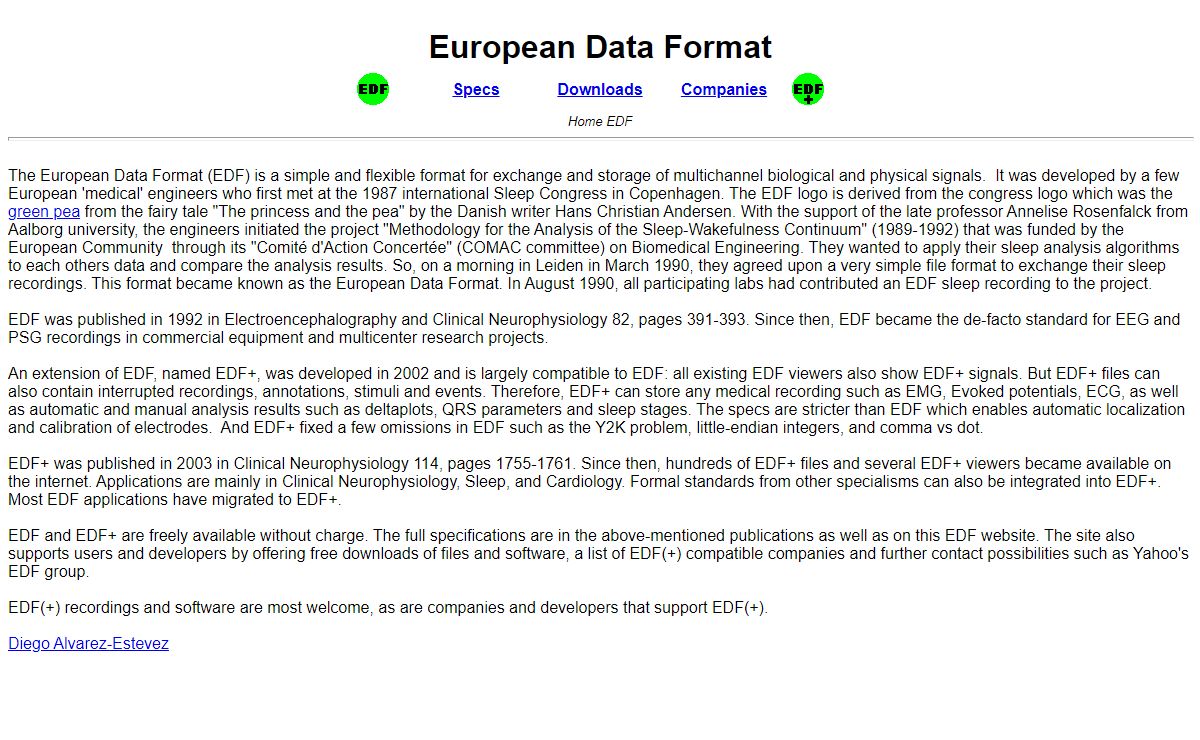 European Data Format (EDF)