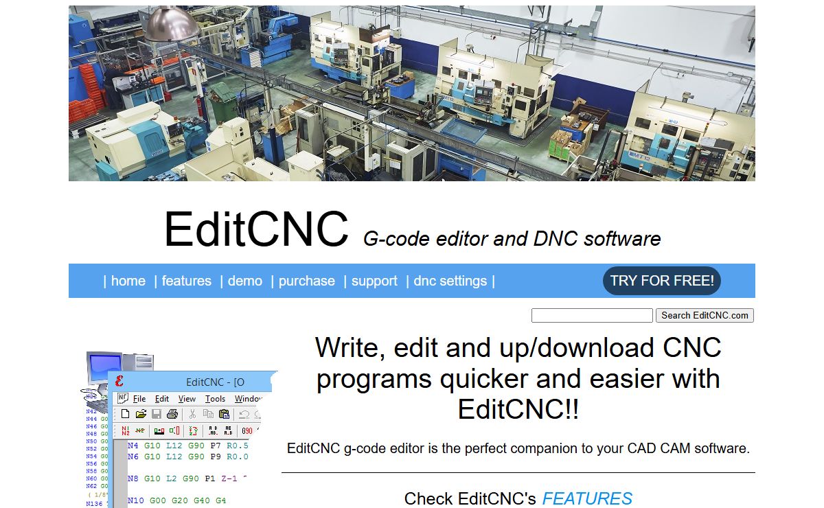 CNC g-code editor with DNC