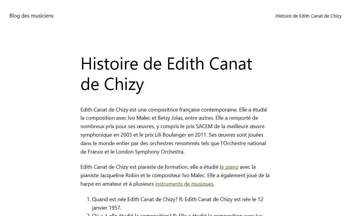 Histoire de Edith Canat de Chizy - Blog des musiciens