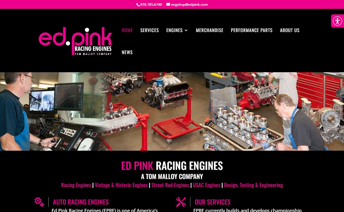 Auto Racing Engines, Oil Pumps, Water Pumps - Ed Pink Racing Engines