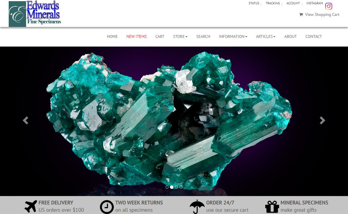 Edwards Minerals - Fine Mineral Specimens and Gem Crystals