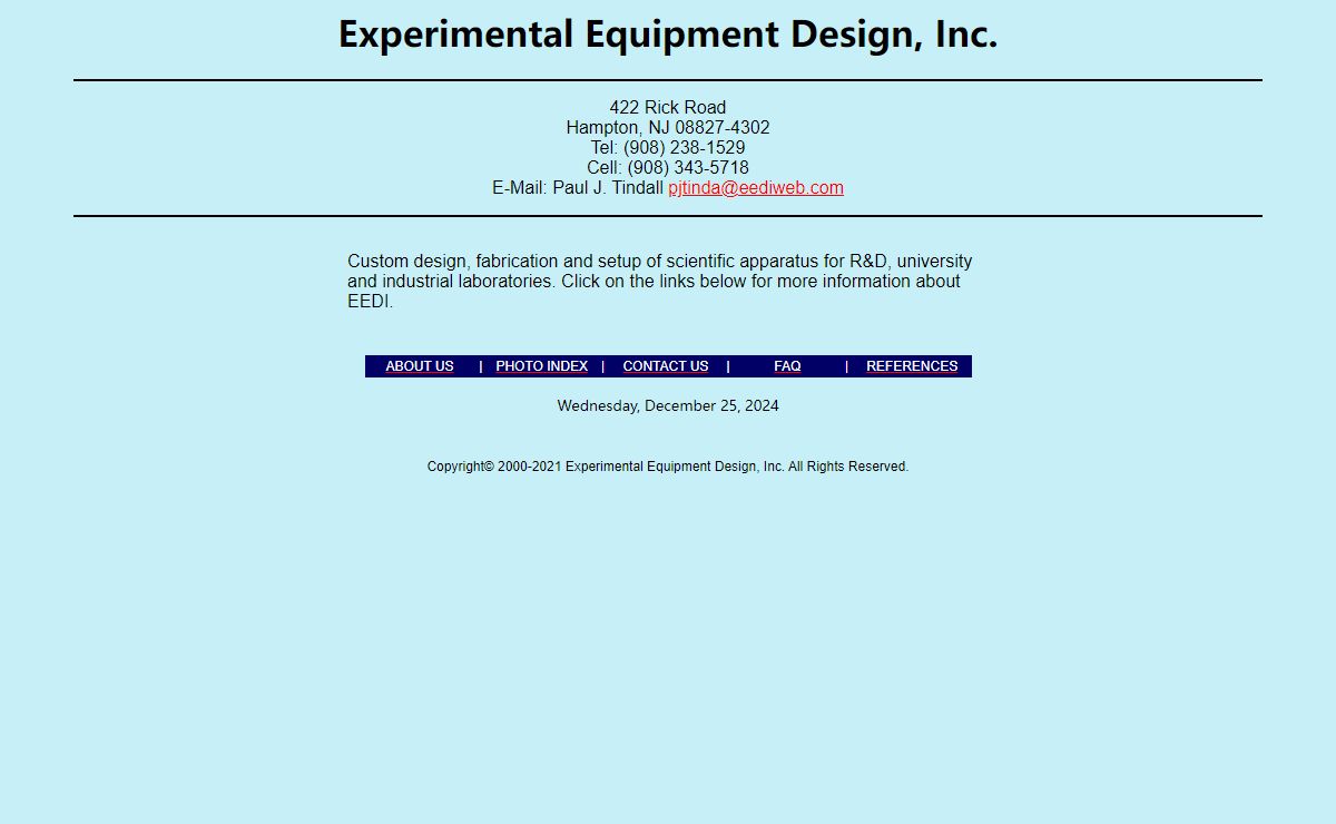 Experimental Equipment Design, Inc. Home Page