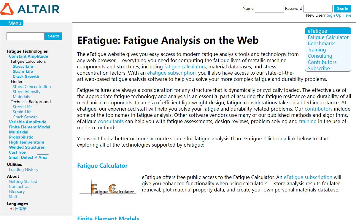 eFatigue + EFatigue: Fatigue Analysis on the Web