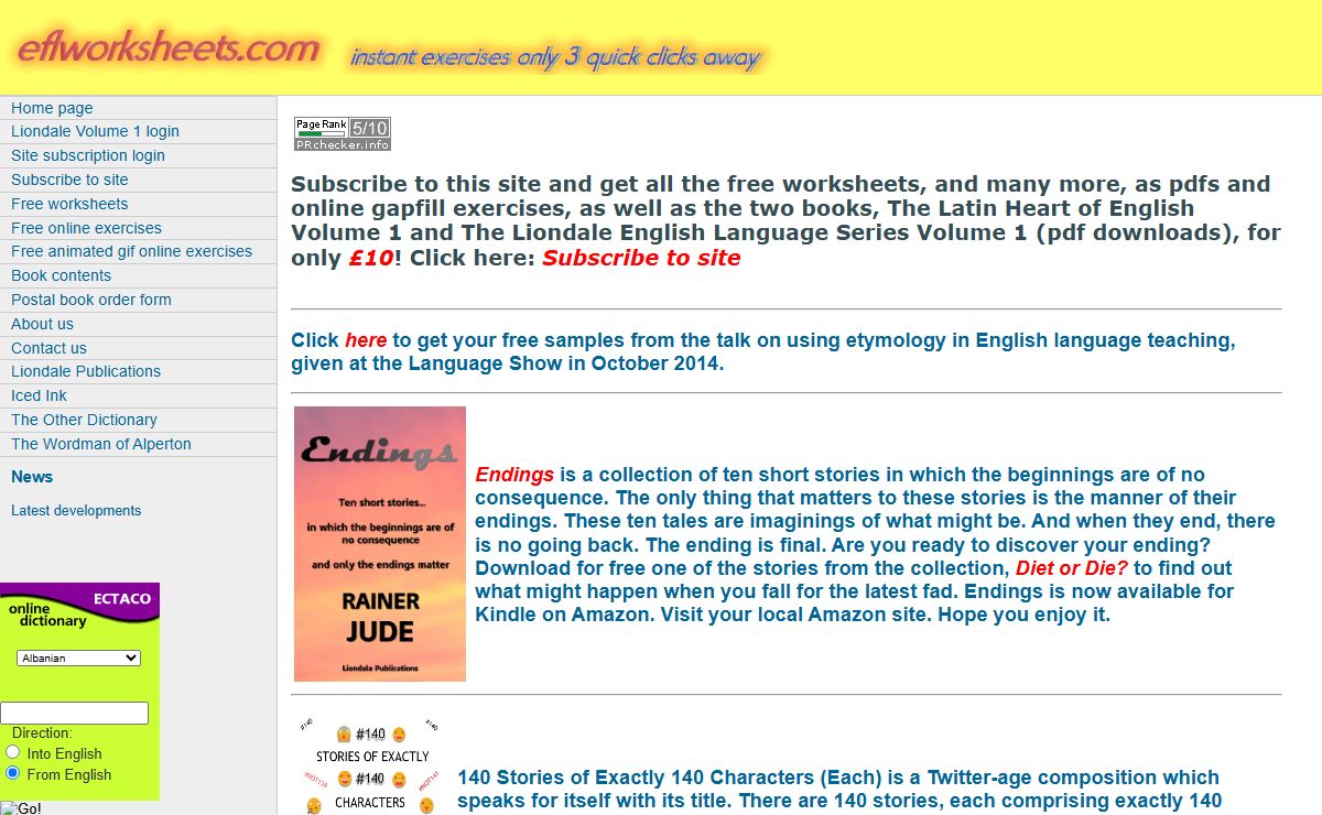 Eflworksheets - a leading English language learning website with free EFL, ESL and ESOL grammar and vocabulary materials and exercises to download, print and do online