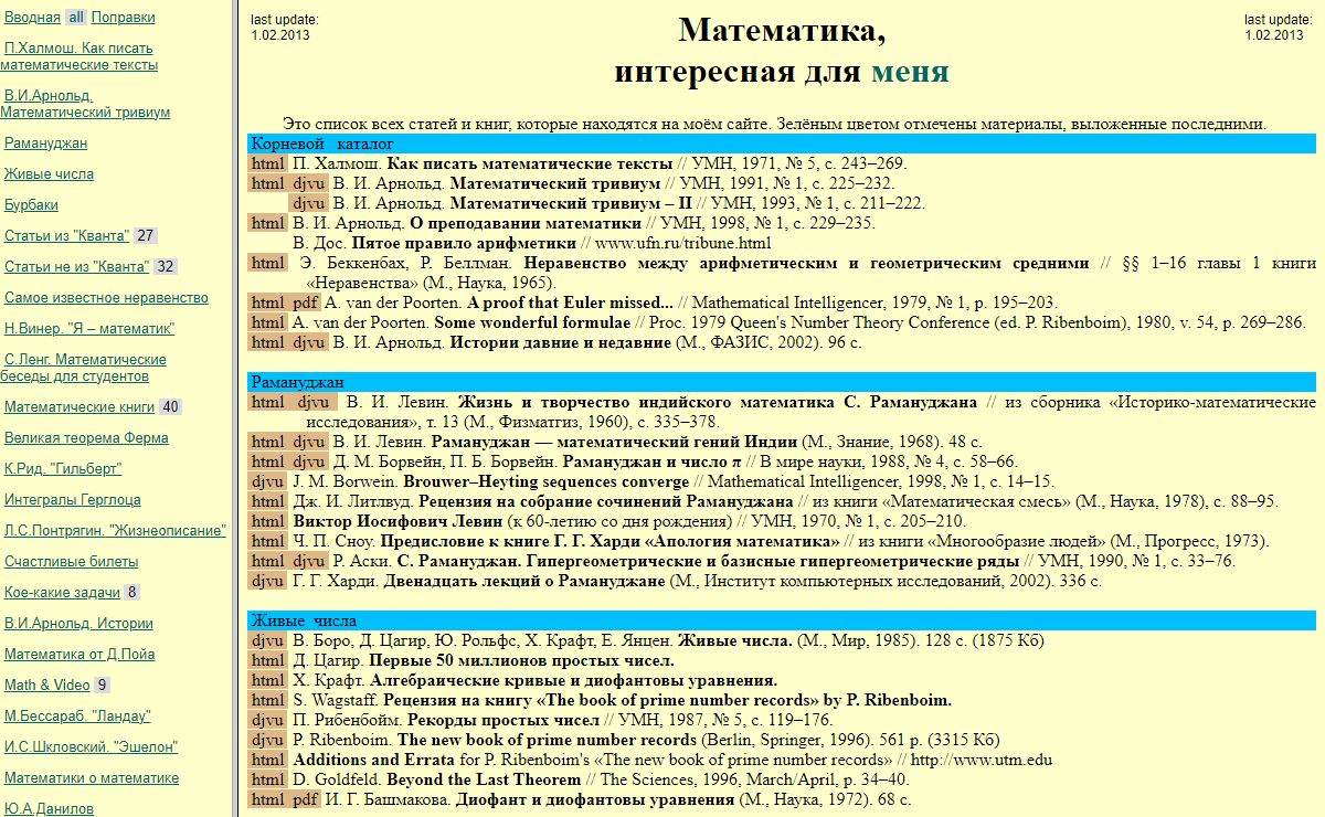 Статьи по математике
