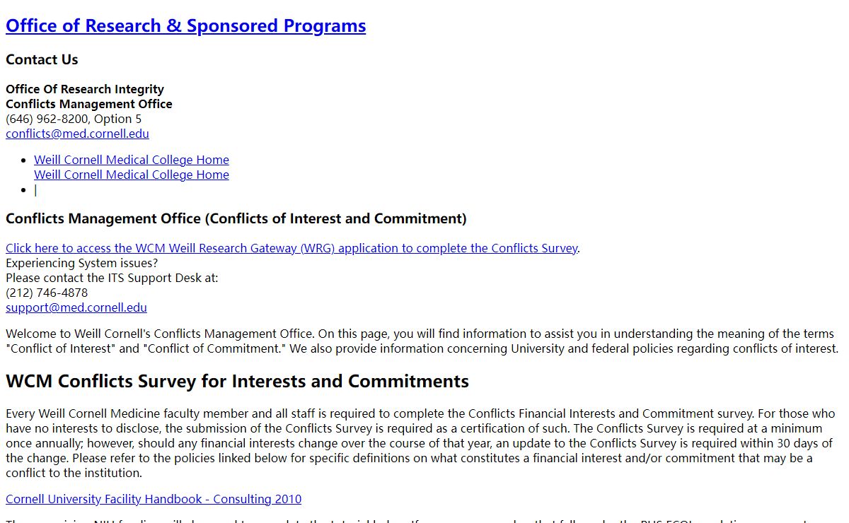 Office of Research Integrity | Weill Cornell Medical College