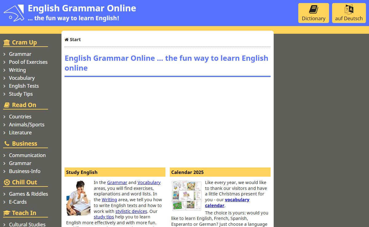 English Grammar Online - free exercises, explanations, vocabulary, dictionary and teaching materials