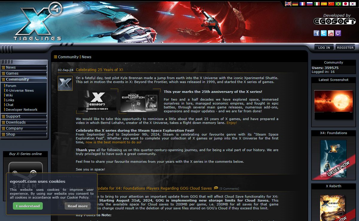 EGOSOFT · Community · News