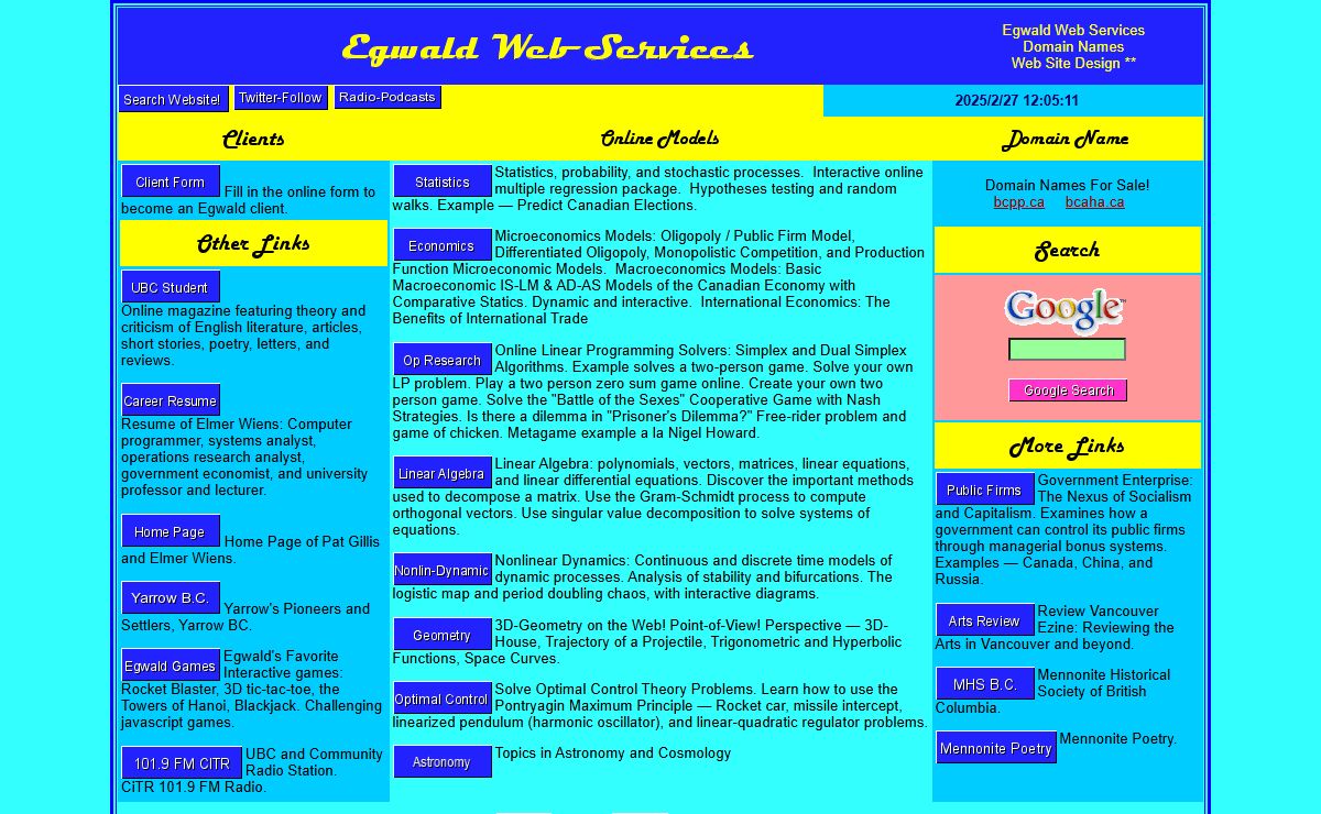 Egwald Web Services: Domain Names and Web Site Design