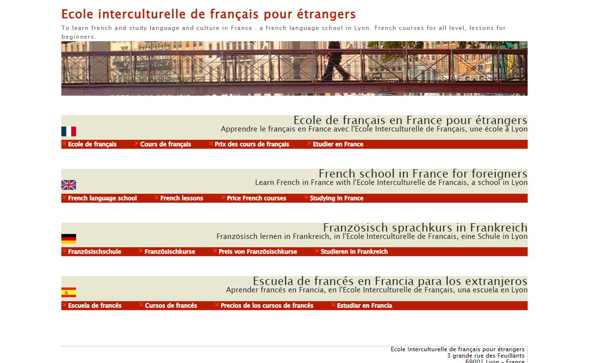 • Learn French in France • The Ecole Interculturelle de francais • Study in a school in Lyon •