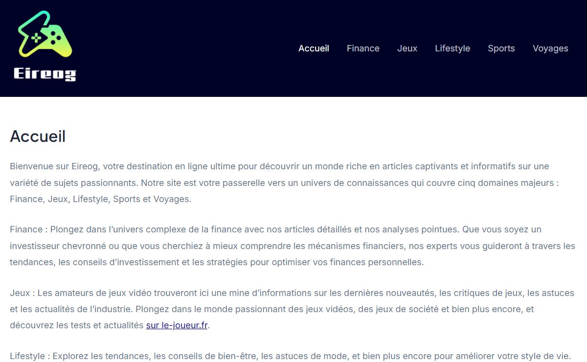 Eireog - La destination ultime pour vos actualités