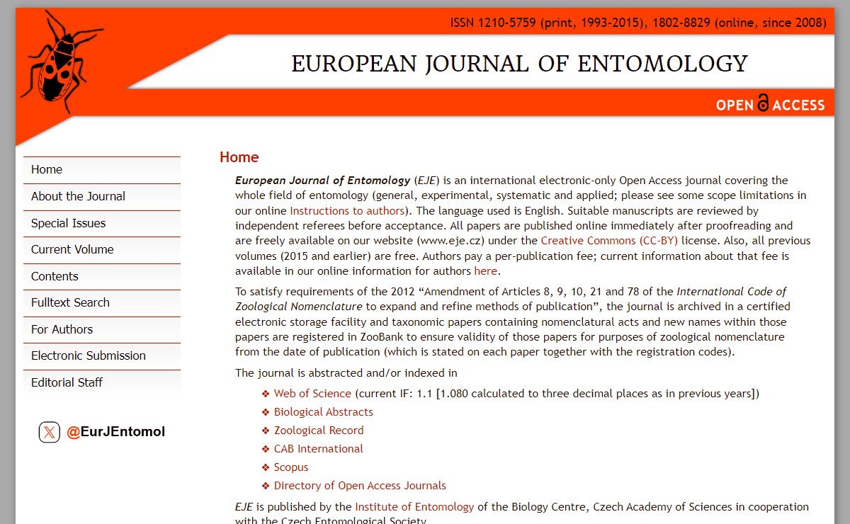 European Journal of Entomology: Home