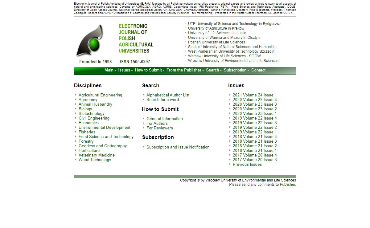 EJPAU - Electronic Journal of Polish Agricultural Universities