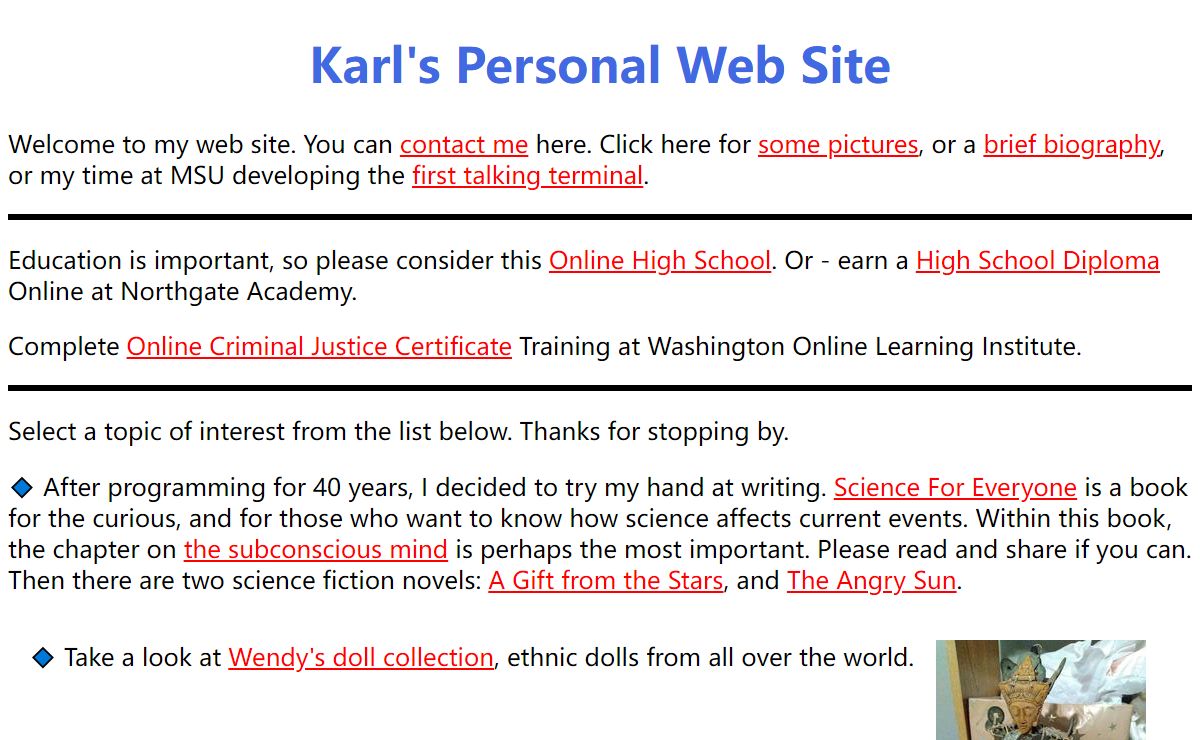 Karl's Personal Web Site