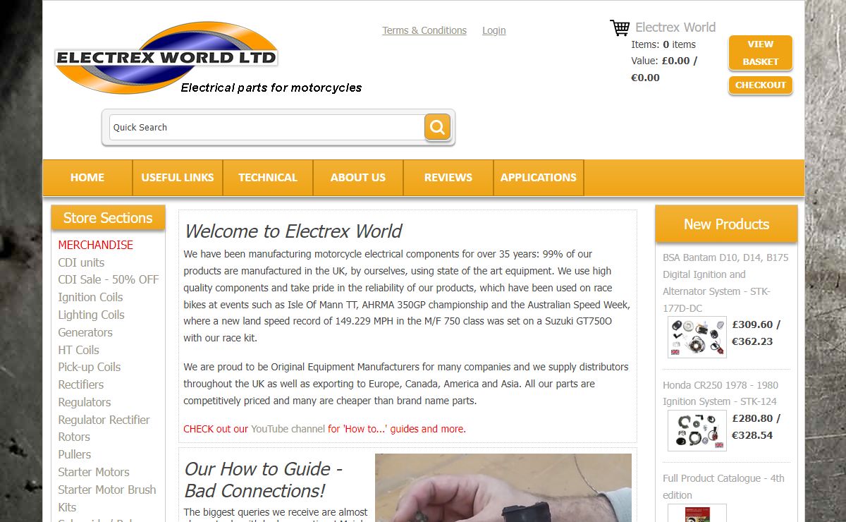 Electrex World - Motorcycle electrical parts for Japanese, European & British bikes