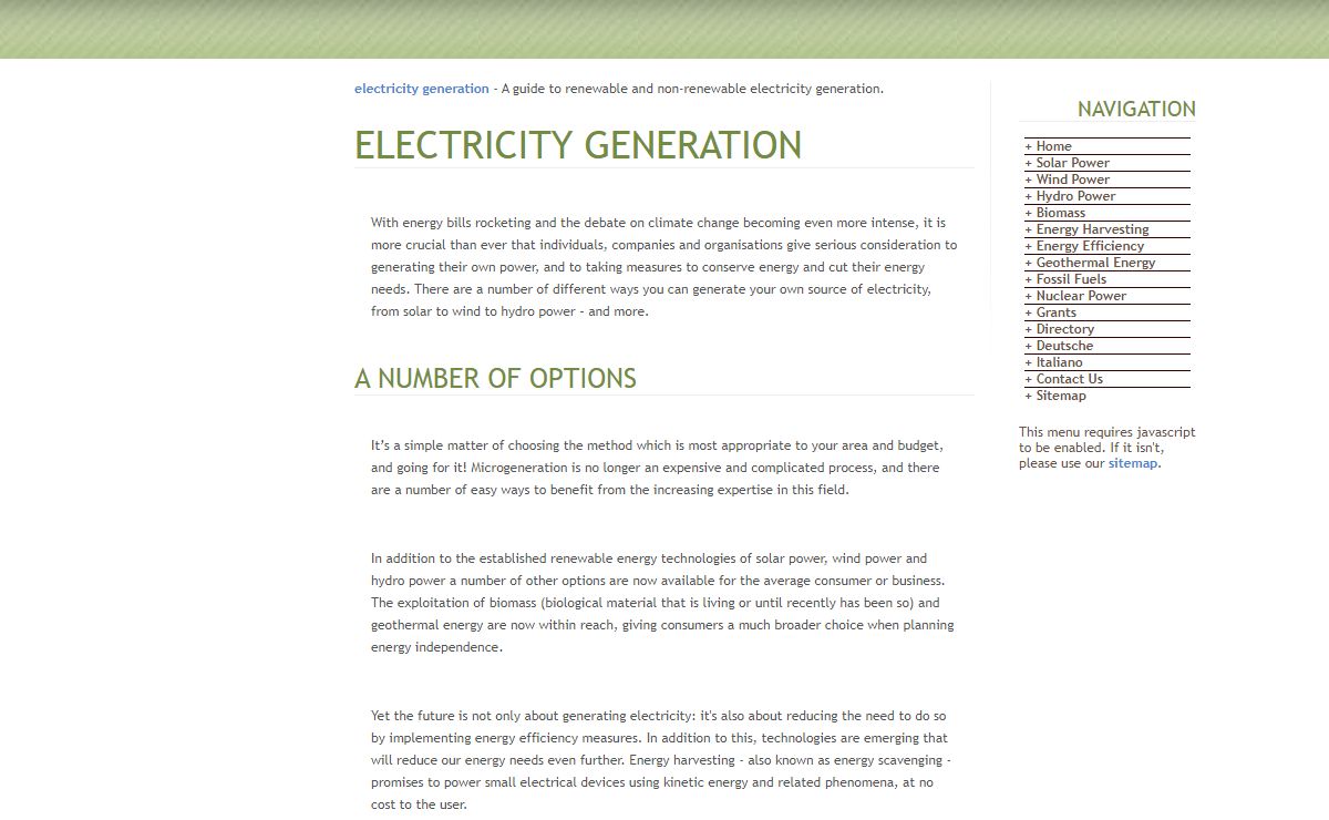 Electricity Generation: A Guide: Home