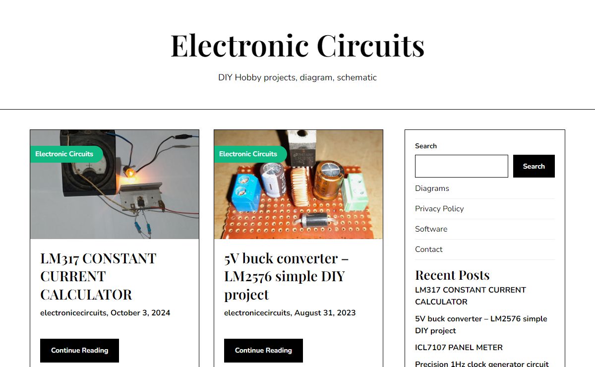 Electronic Circuits - DIY Hobby projects, diagram, schematic