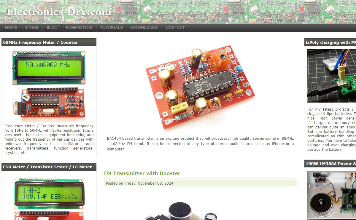 Electronics DIY - Quality Electronic Kits, Electronic Projects, Electronic Schematics, FM Transmitters, TV Transmitters, Stereo Transmitters