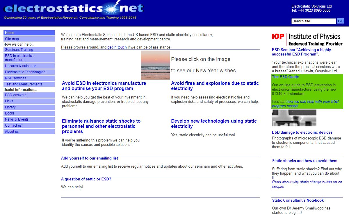 Electrostatic Solutions Ltd: ESD and static electricity training, consultancy, test, research and development