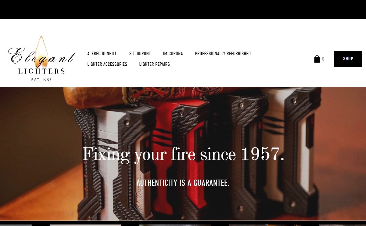 Elegant Lighters :: Selling & repairing high-end and vintage lighters since 1957! – S.T. Dupont, Alfred Dunhill, IM Corona, Zippo, Ronson, Evans Lighters, & more | Luxury Cigar Lighters USA | High End Butane Torch Lighters For Sale | Antique Lighters For Sale | Luxury Cigar Cutter | Luxury Lighter Case | Flint For Lighter | High End Pens For Sale
