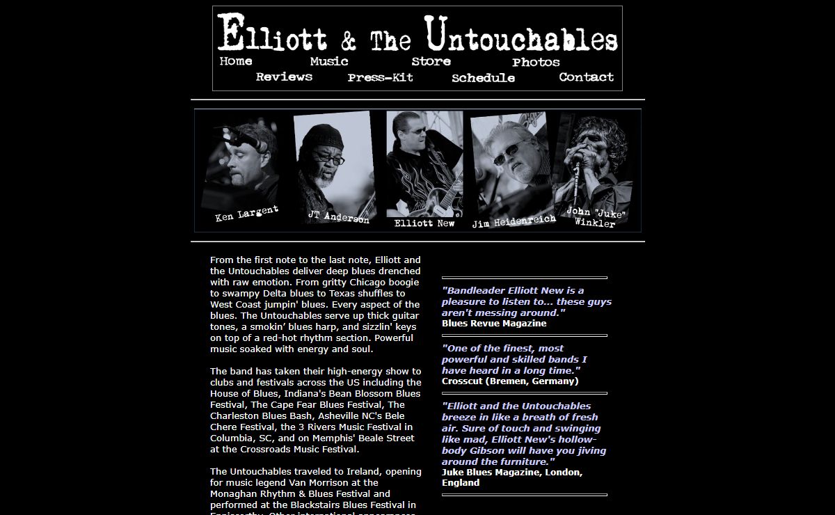 Elliott And The Untouchables Homepage