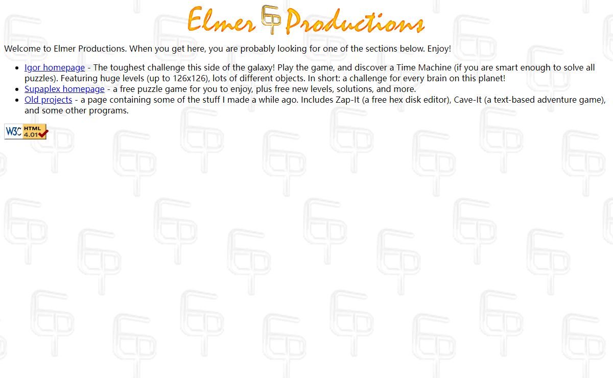 Elmer productions homepage