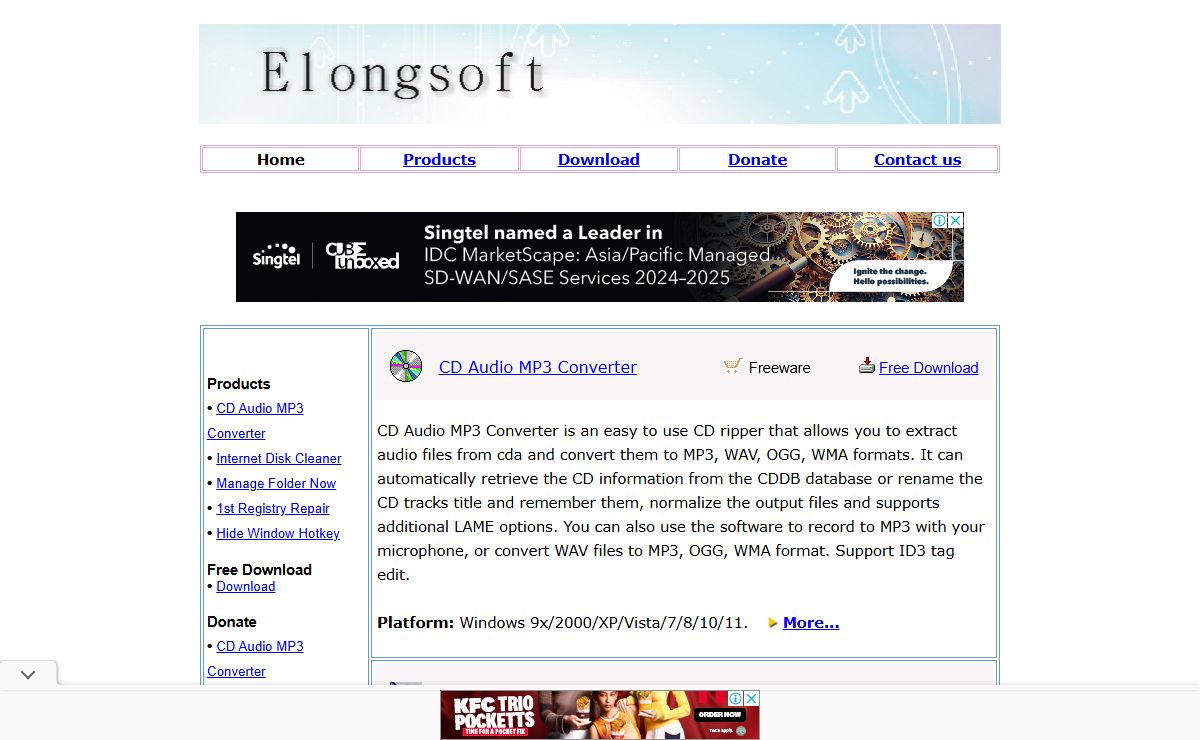 Elongsoft Software - CD audio mp3 converter,disk cleaner,hide folder,registry repair,hide window software.