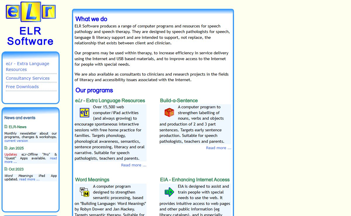 ELR Software Pty Ltd (Speech Pathology Resources) - Home Page
