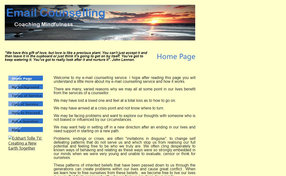 Confidential email counselling and mindfulness coaching - home