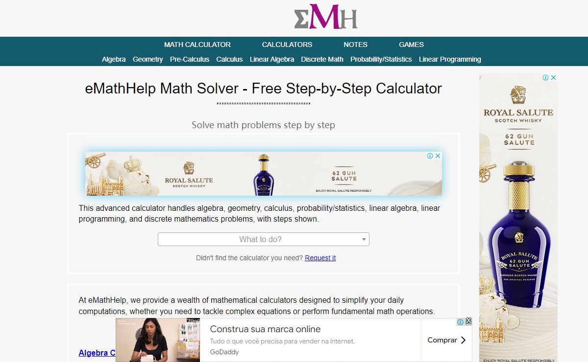 eMathHelp Math Solver - Free Step-by-Step Calculator