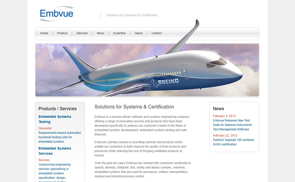 Embvue: embedded systems development, embedded systems testing, software development certification DO-178B DO-178C
