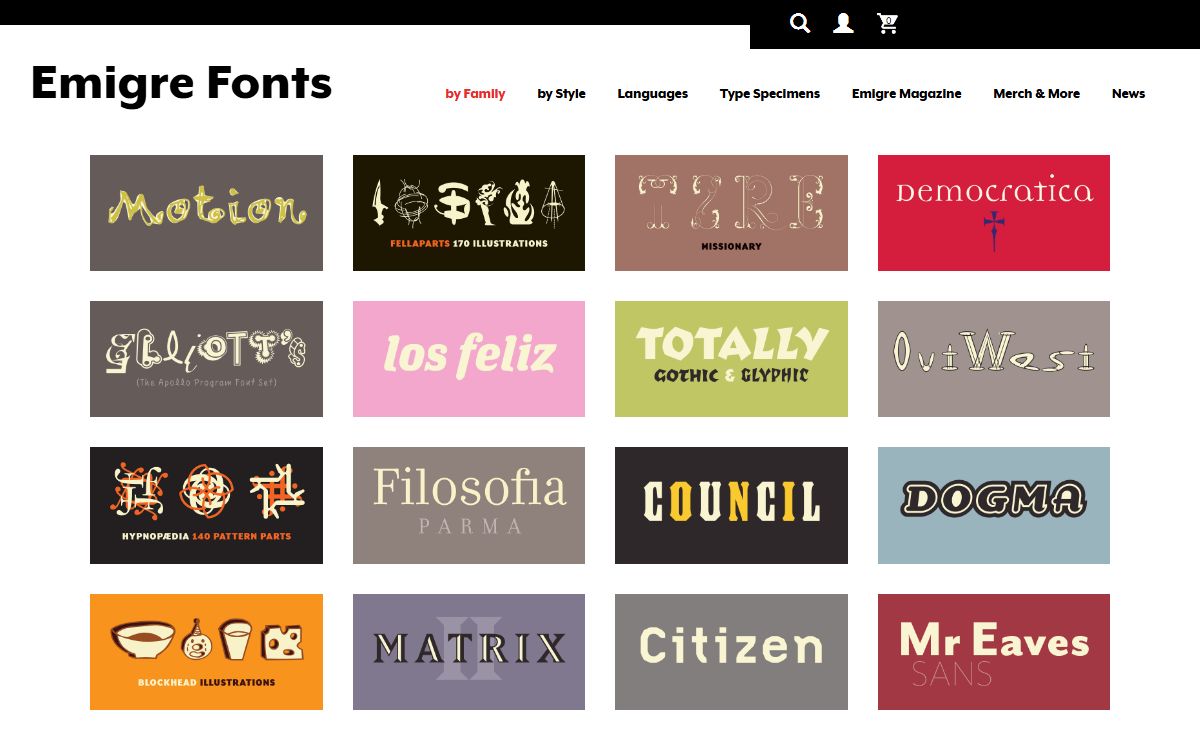 Emigre: Fonts
