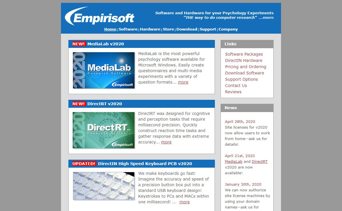 "MediaLab and DirectRT Psychology Software and DirectIN Response Hardware"