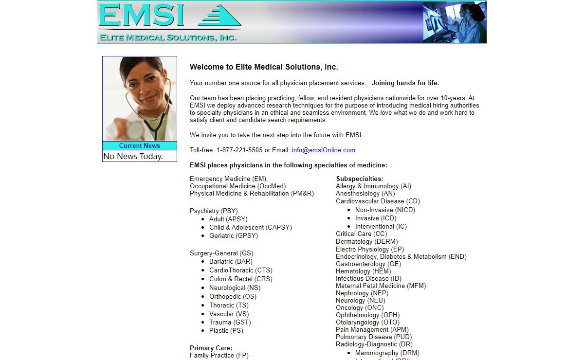 Physician, Doctor, Medical Placement - Elite Medical Solutions, Inc.