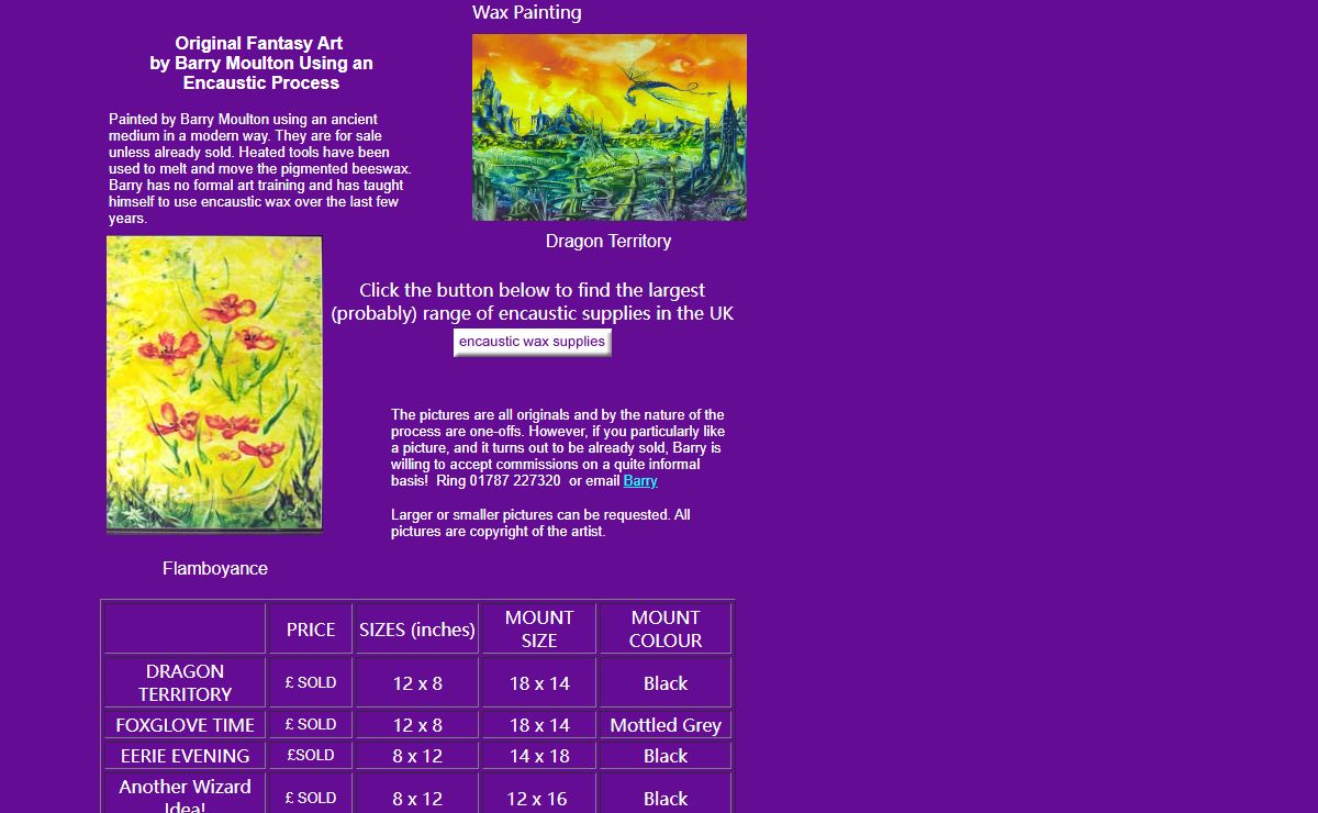 Encaustic Art by Barry Moulton- original fantasy art in the ancient medium of pigmented beeswax!