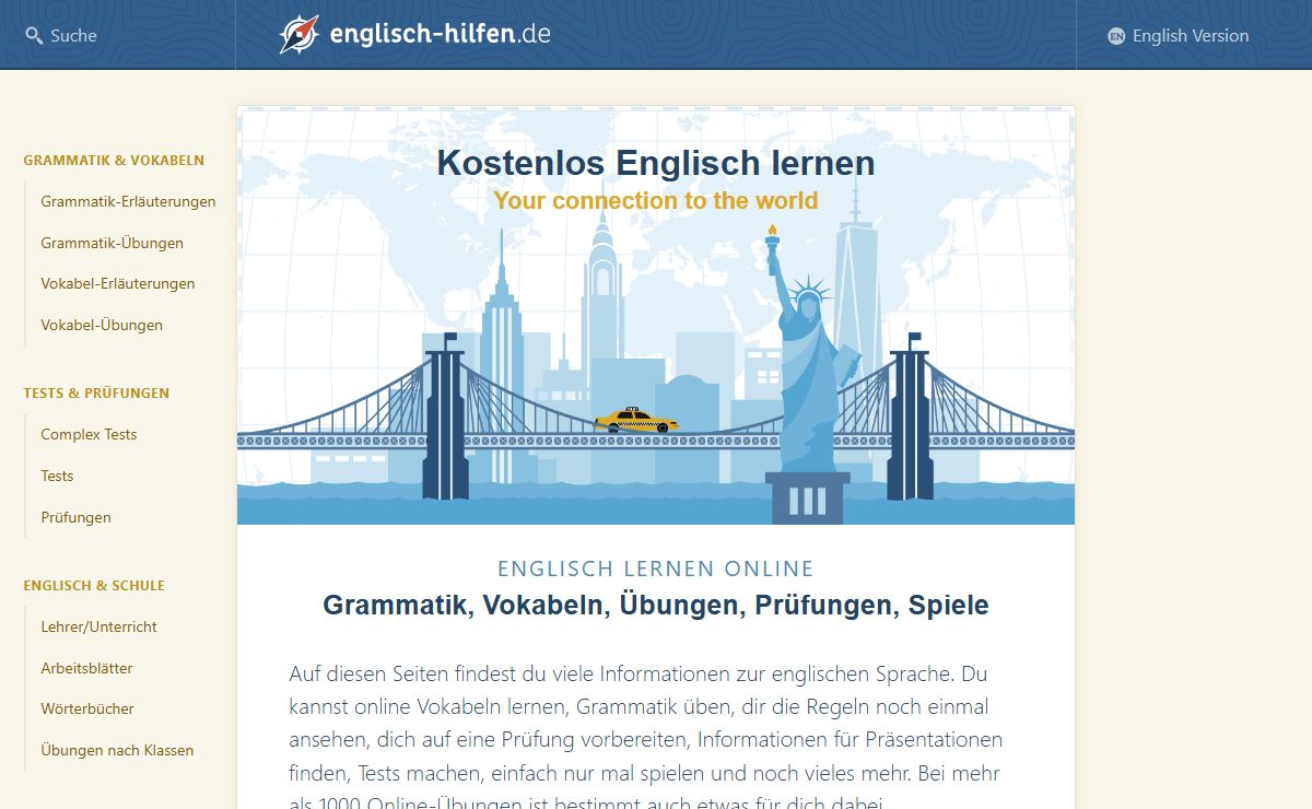 Englisch Lernen Online - Grammatik, Vokabeln, Prüfungen, Spiele